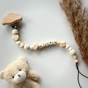 Personalized pacifier cord boho style wooden beads silicone beads fast shipping afbeelding 1