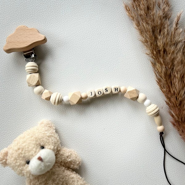 Personalized pacifier cord boho style wooden beads silicone beads fast shipping