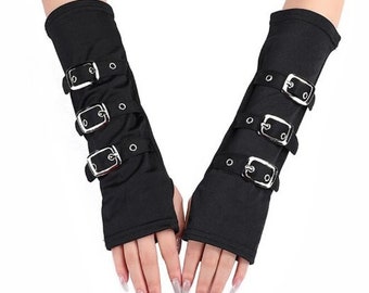 Girl Half Finger Metal Buckle Belt Rivet Punk