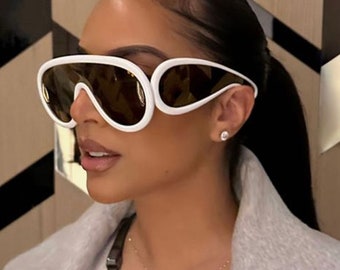 Übergroße Wellenmaske einteilige Sonnenbrille Frauen