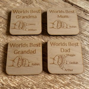 Personalised Maple Wood Coasters - Birthdays, Christmas, Fathers Day, Mothers Day