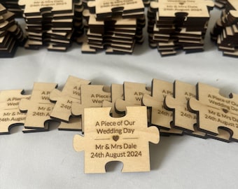 Personalised Jigsaw Favours | Wedding Puzzle Keepsakes | Custom Wooden Guest Favours | A Piece of Our Special Day