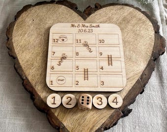 Personalised Snakes & Ladders Wedding Game | Table Favours + Guest Entertainment | Custom Wooden Wedding Games
