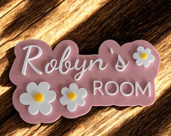 Personalized Floral Nursery Door Sign – Custom Kids Room Decor