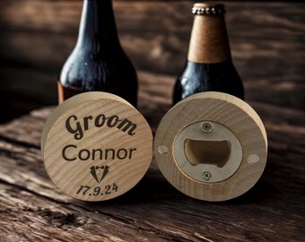 Personalized Wood Bottle Opener, Wedding Favors, Groomsman Gift