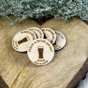 Fichas para bebidas de boda personalizadas - Accesorios de boda - Regalos de boda - Decoración de boda - Regalos de fiesta - Bolsas de fiesta