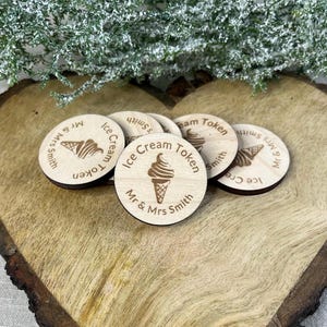 Fichas para helados - Accesorios de boda - Recuerdos de boda - Decoración de boda - Recuerdos de fiesta - Personalizados - Helados escolares - Fichas escolares