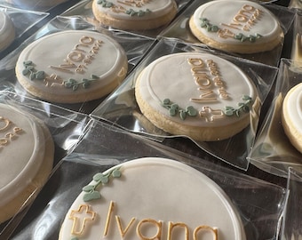 Cookies, Fondant Kekse, Taufe, Konfirmation. Religiöse Kekse, Taufgeschenk, Dekorierte Kekse, Kommunion, Personalisierte Kekse, 5er Set