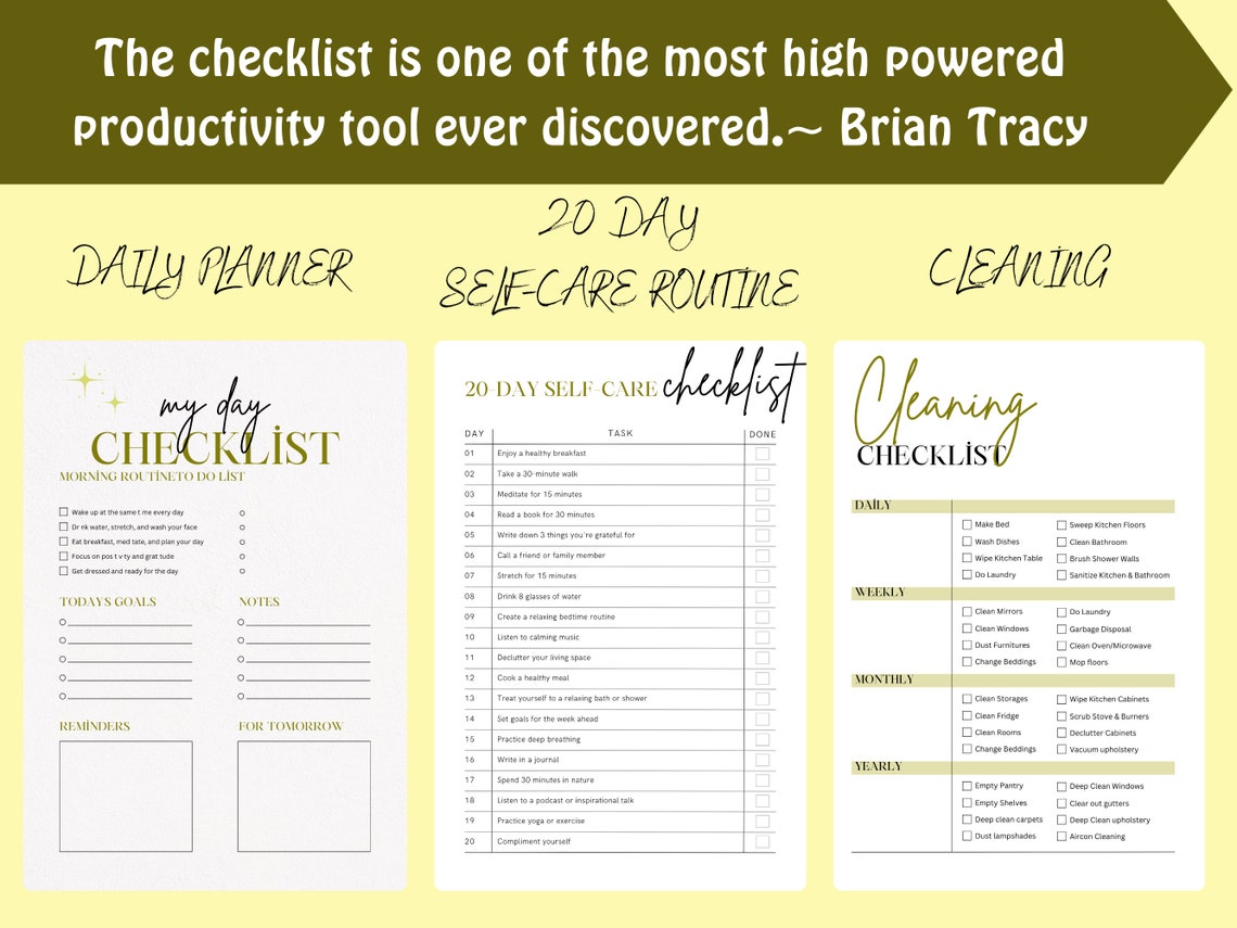 Home Cleaning Routine Printable Set Daily, Weekly, Monthly, Yearly ...