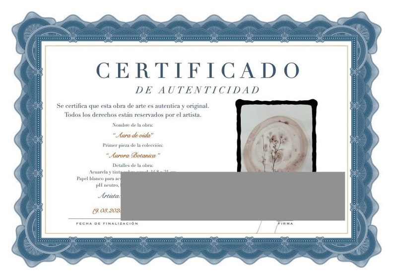 Pintura Acuarela Cuadro, originale. Certificat d'authenticité. image 4