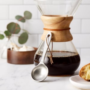 beehive heritage coffee spoon, handmade pewter coffee scoop, metal tablespoon coffee scooper, cottagecore image 3