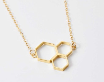beehive honey bee gold triple honeycomb bee necklace for mothers day women apiary pagan apiarist