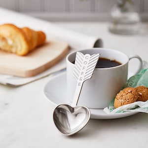 beehive heart coffee spoon, handmade coffee scoop, love spoon metal tablespoon coffee scooper, wedding gift, cottagecore
