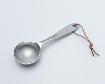 beehive heritage coffee spoon, handmade pewter coffee scoop, metal tablespoon coffee scooper, cottagecore