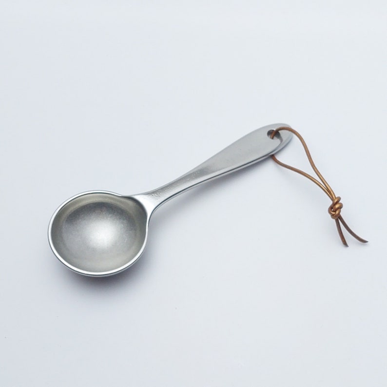 beehive heritage coffee spoon, handmade pewter coffee scoop, metal tablespoon coffee scooper, cottagecore image 1