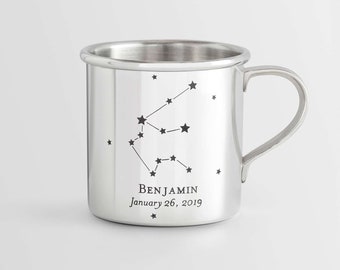 beehive personalized zodiac custom engraved heirloom keepsake baby christening cup girl boy gender neutral baby shower first birthday gift