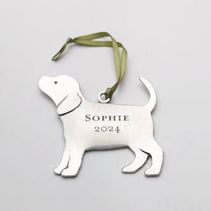 personalized Christmas 2025 puppy holiday tree ornament