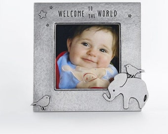 beehive elephant picture frame baby shower gift nursery decor, made in usa baby girl baby boy gender neutral first birthday gift
