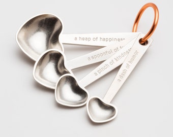 beehive heart quotes metal measuring spoons, tablespoons, teaspoons, kitchenware, gift for cooks, baking, cooking, wedding, mothers day gift