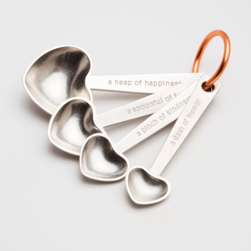 beehive heart quotes metal measuring spoons, tablespoons, teaspoons, kitchenware, gift for cooks, baking, cooking, wedding engagement