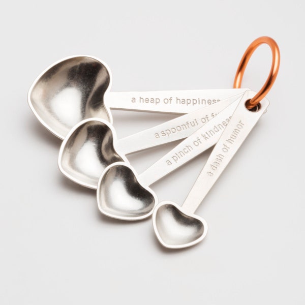 Engraved Heart Measuring Spoons, Kitchen Quotes, Gift for Cook