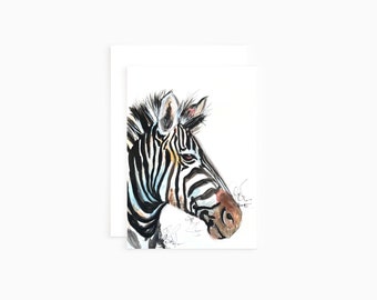 Greeting Card- Notecard | | Everyday Card | Zebra Notecard- snail mail -| exotic animal