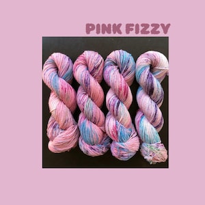 SALE Hand dyed yarn| 1 left of PINK FIZZY!| Sock Yarn| Plant Based Yarn|Built-in Stretch yarn|Fingering Weight Fingering Weight Yarn