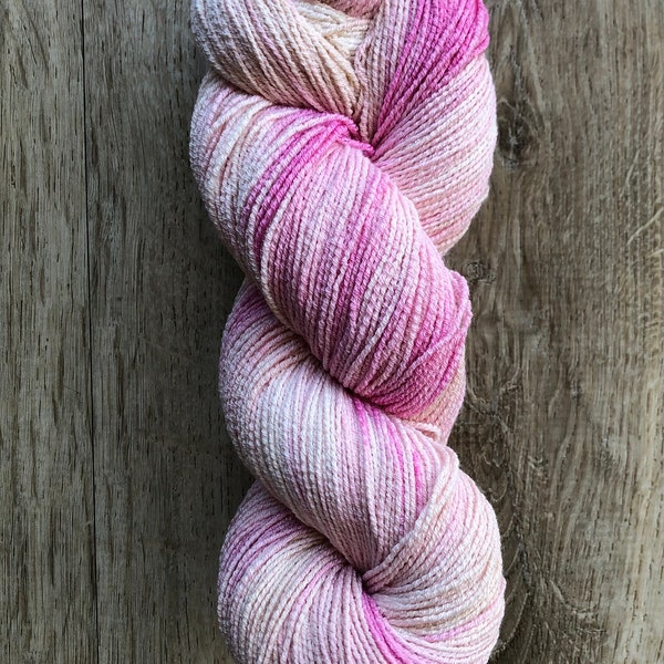 Knit-Crank-Hook | Cotton S-t-r-e-t-c-h Sock+DK Yarn | Hand-Dyed | Machine Wash+Dry | No wool | So Soft | Great Drape | Works on CSM | Pink