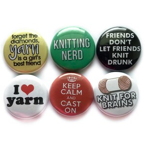 Funny Knitting Sayings on Pins or Magnets for Knitters | Small Present for a Knitter | Accessorize Your Knitting Bag!