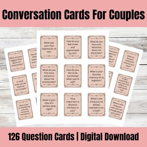 126 Konversationskarten für Paare Beziehungsfragen Paar-Gesprächskarte Date Night Fragen Printable Date Night Intimity Karten
