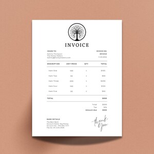 Invoice Template Editable Minimalist Business Invoice, Small Business Template, Modern Client Invoice, Editable Template, Services Invoice
