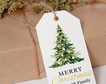 Plantilla editable de etiqueta de regalo para árbol de Navidad (descarga digital)