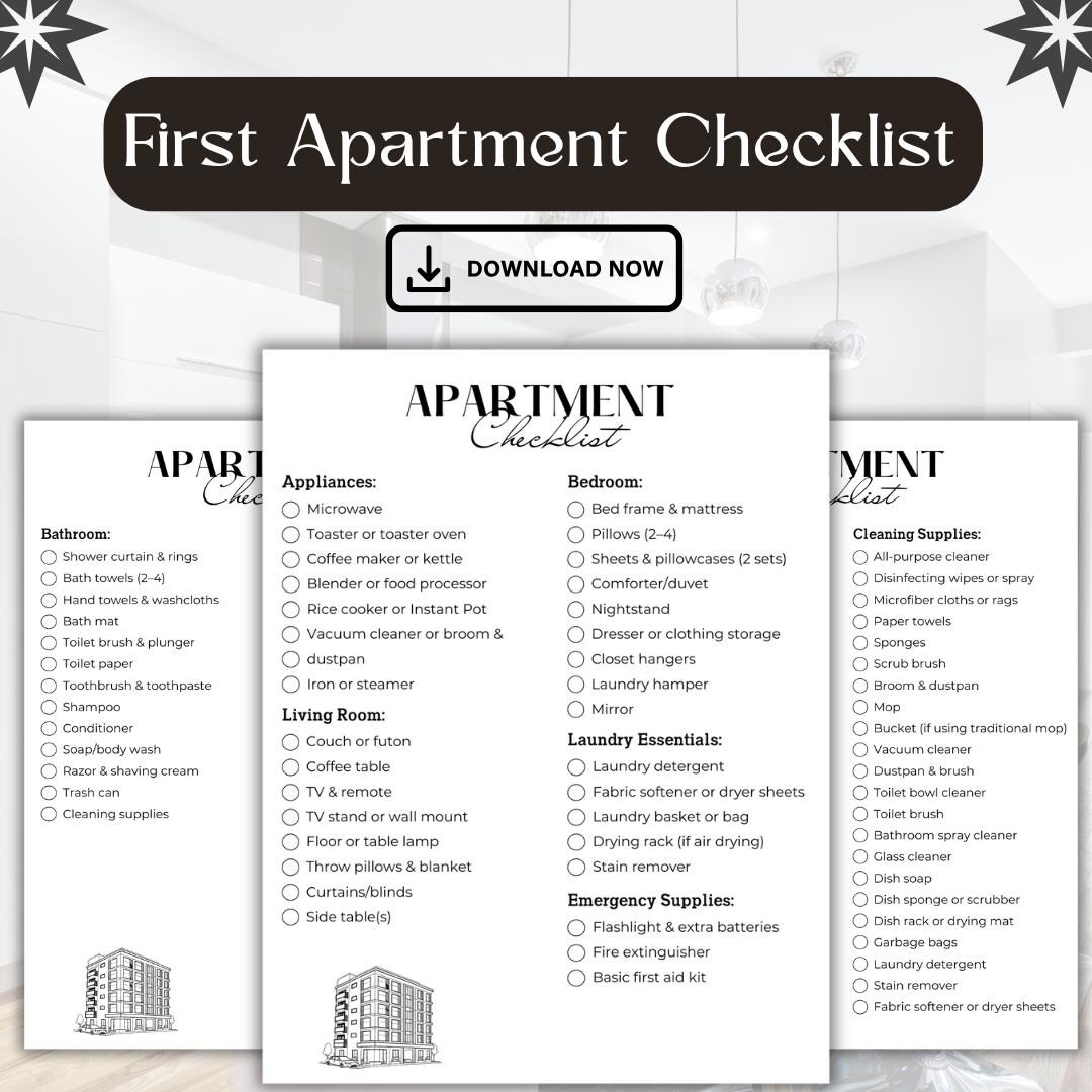 New Apartment Essentials Checklist: Printable Moving Checklist (PDF
