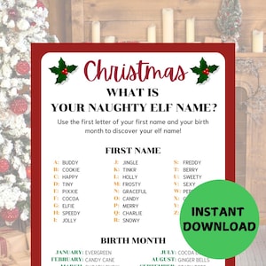 Holiday Party Game, Elf Name Game, Christmas Printable Game, Party Starter Game, Printable Christmas Game, Christmas Trivia Game, Work Party