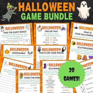 Halloween Printable 20 Game Bundle | Halloween Party Games | Halloween Games for Kids Teens and Adults | Halloween Printable Activities