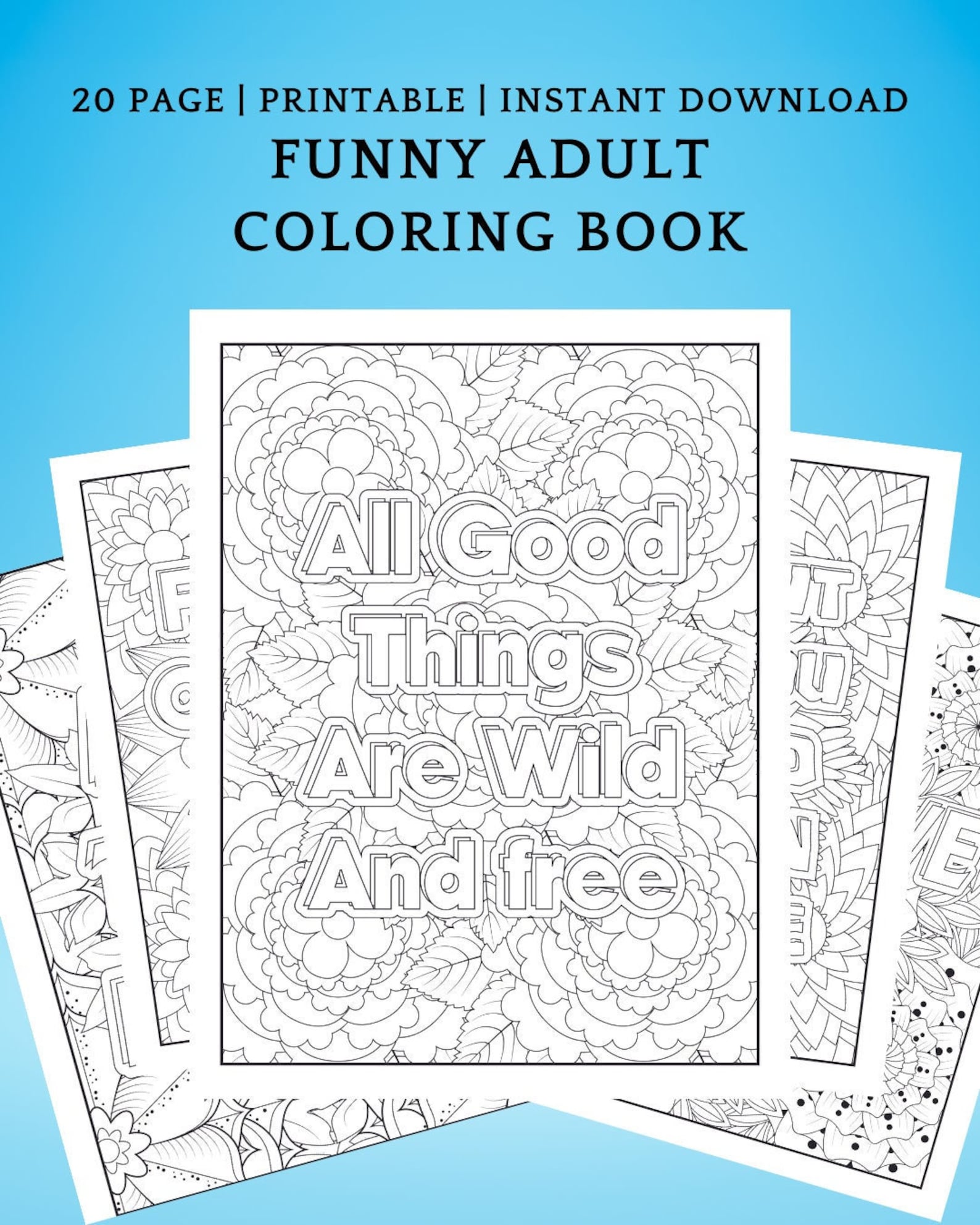 Adult Coloring Funny Coloring Pages Printable Adult Coloring Books Gift