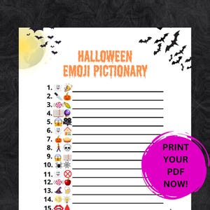 Halloween Horror Movie Emoji Pictionary Party Game | Halloween Scary Movie Picture Trivia Games for Kids & Adults | Fun Halloween Party Game