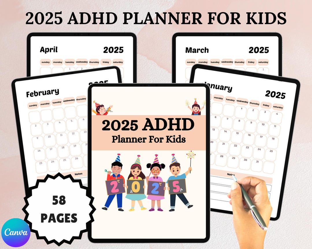 2025 ADHD Planner for Kids | Printable ADHD Schedule, Daily and Weekly ...