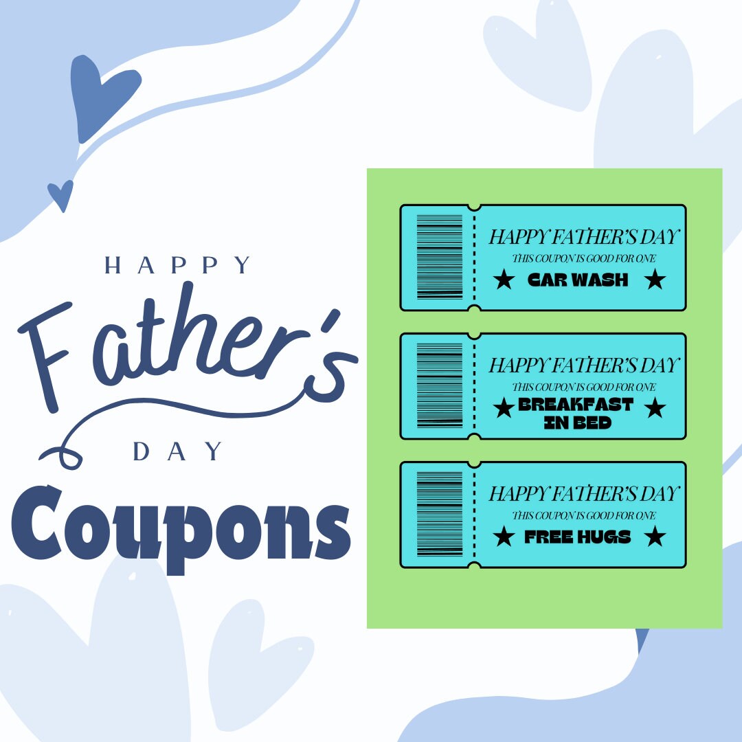 Father's Day Coupons, Dad's Coupon Book, Printable Coupons for Father's ...