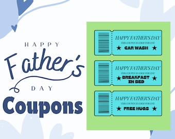 Father's Day Coupons, Dad's Gift (Printable Digital Download)