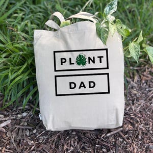 Sac de courses en jute / sac en tissu avec imprimé pour les amoureux des plantes (Plant Dad)
