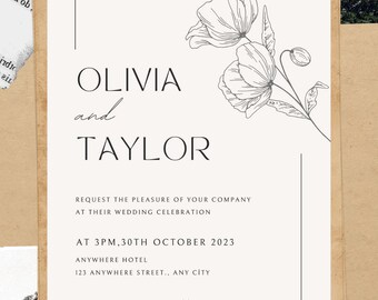 Wildflower Wedding Invitation, Wildflower wedding invitation, Wedding Invitation, Colorful Invitation, Elegant Wedding Invitation Template