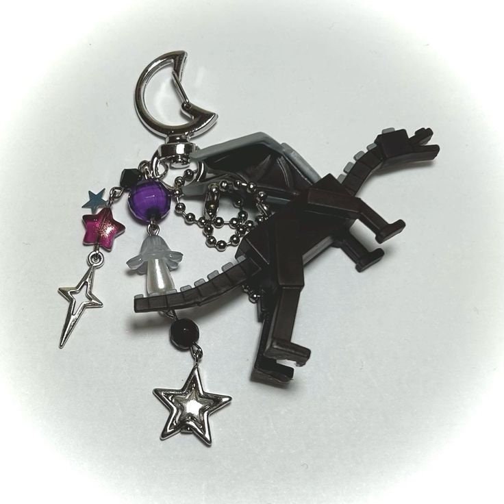 Minecraft Keychains Steve Creeper Enderman Enderdragon Pig Handmade Beaded Cute Kawaii Bag Charm