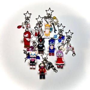 Handgemachte Lego Sonic Schlüsselanhänger Schatten Amy Tails Knuckles Rouge Dr. Eggman Perlen Schmuck Nette Geschenkideen