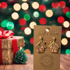 Shimmering Gingerbread House Earrings