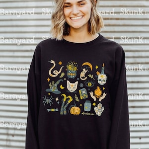 Halloween Witchy Sweatshirt for Women, Mystical Mom Gift, Boho Witchie Clothing, Celestial Witch Aesthetic Goblincore sweater, witch vibes