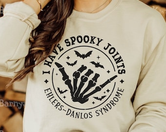 Ehlers-Danlos Halloween Sweatshirt, EDS gift, EDS Awareness, Funny Ehlers Danlos Syndrome skeleton sweatshirt, Spooky Joints Chronic Illness