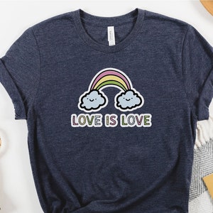 Love is Love T-Shirt, Womens Pride Shirt, LGBTQ gift, Pride Month tee, Gay Pride tshirt, Equality Shirt, LGBTQ Support tee, Lesbian gift