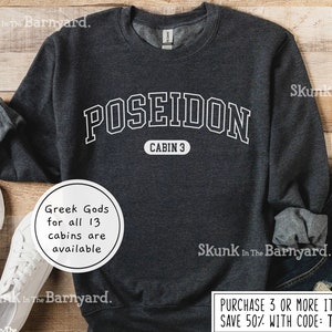 Custom Camp Halfblood Cabin Sweatshirt, Greek Gods University Sweatshirt, Percy Jackson Merch, pjo Sweatshirt, pjo merch, Poseidon, Athena