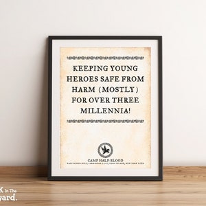 Camp Halfblood Poster, Percy Jackson Merch, Camp Half Blood wall art, Heroes of Olympus, Greek Mythology poster, Book Nerd print